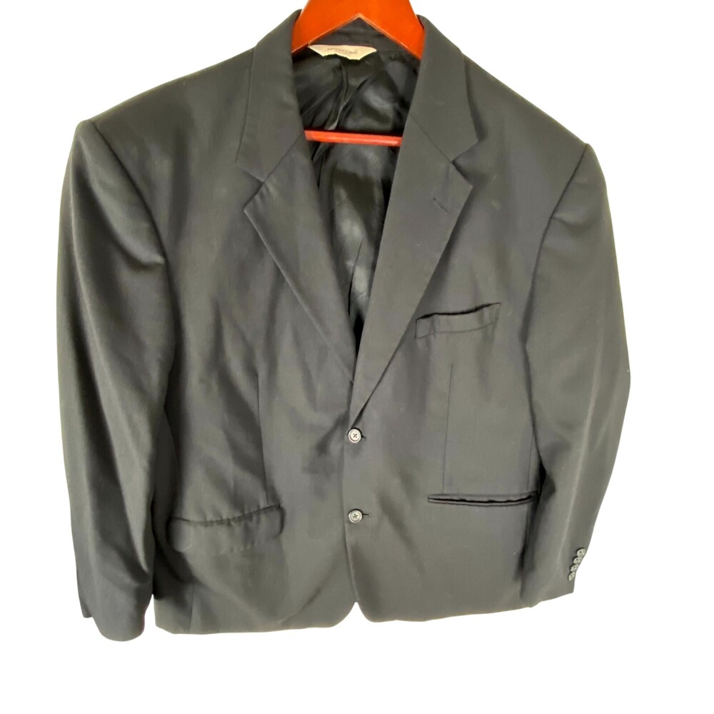Pronto Uomo Blazer Suit Mens 44 Black Wool Comfort Stretch Long Sleeve Pockets